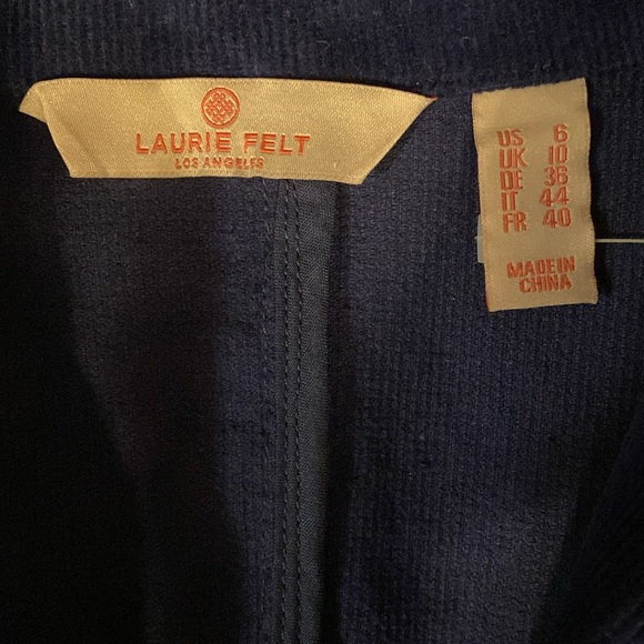 Laurie Felt Navy Corduroy 2-Button Blazer Jacket - Picture 5 of 5